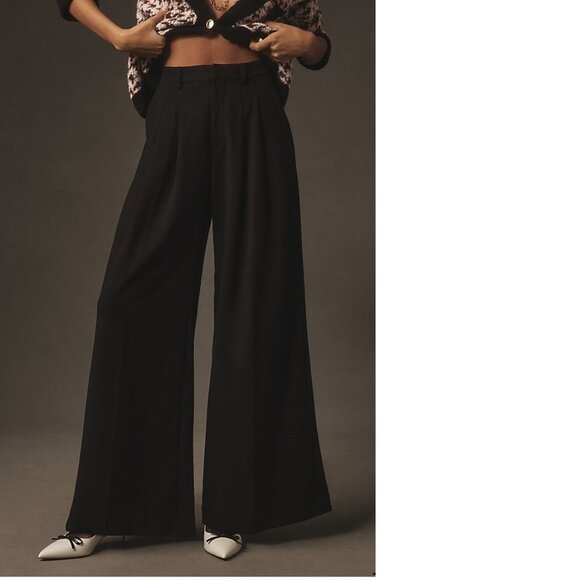 anthropologie The Avery Pleated Wide-Leg Trousers by Maeve size 4 black new nwt - Picture 7 of 9